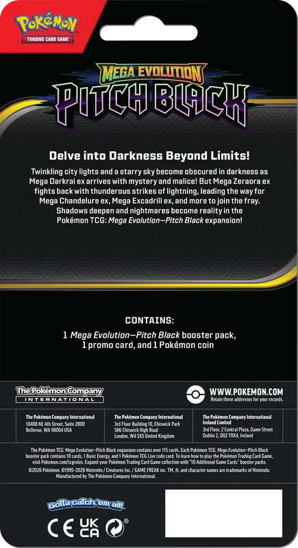 English Pokemon TCG ME05 Pitch Black Checklane Blister