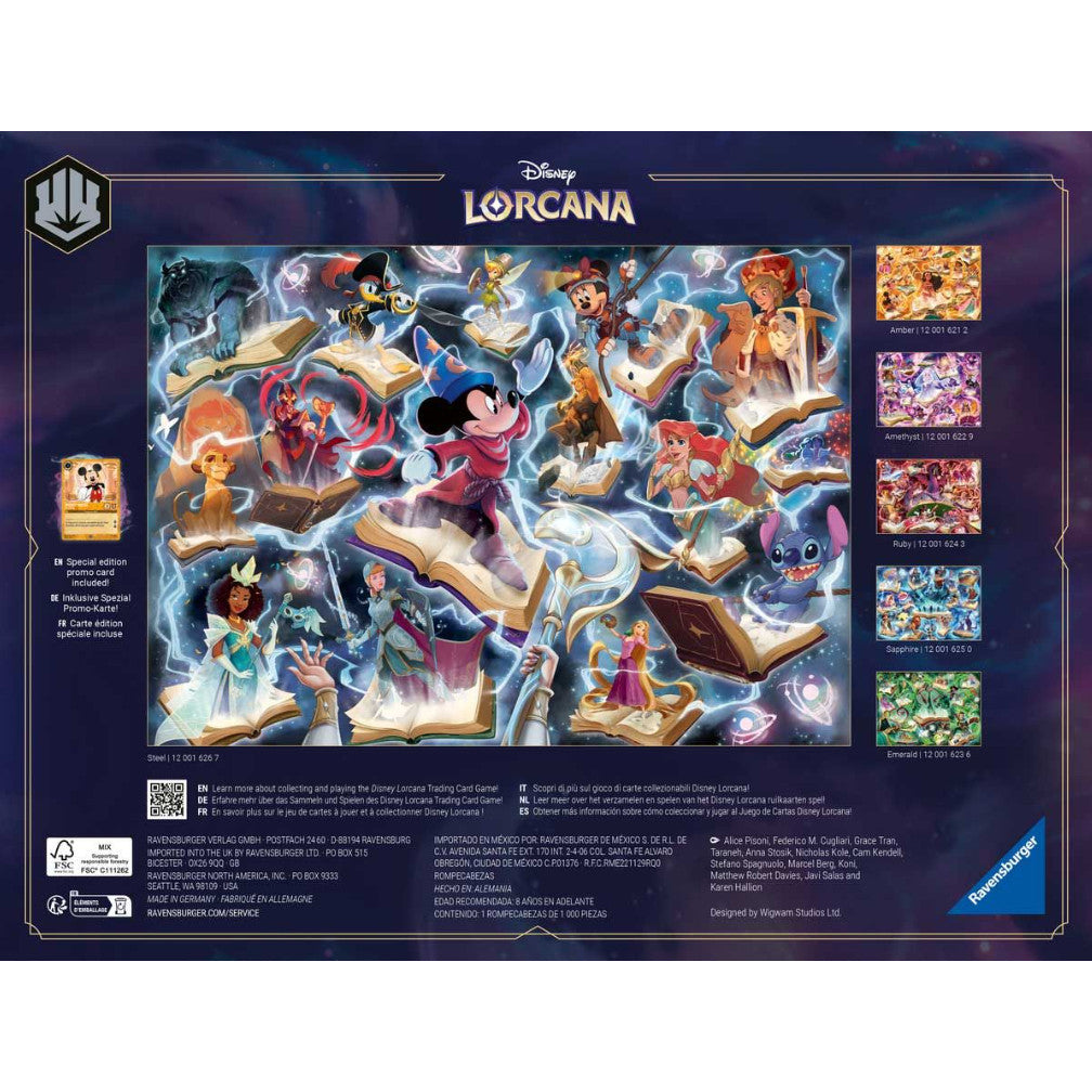 Disney Lorcana Ravensburger Glimmers of the Realm Steel 1000 Piece Puzzle