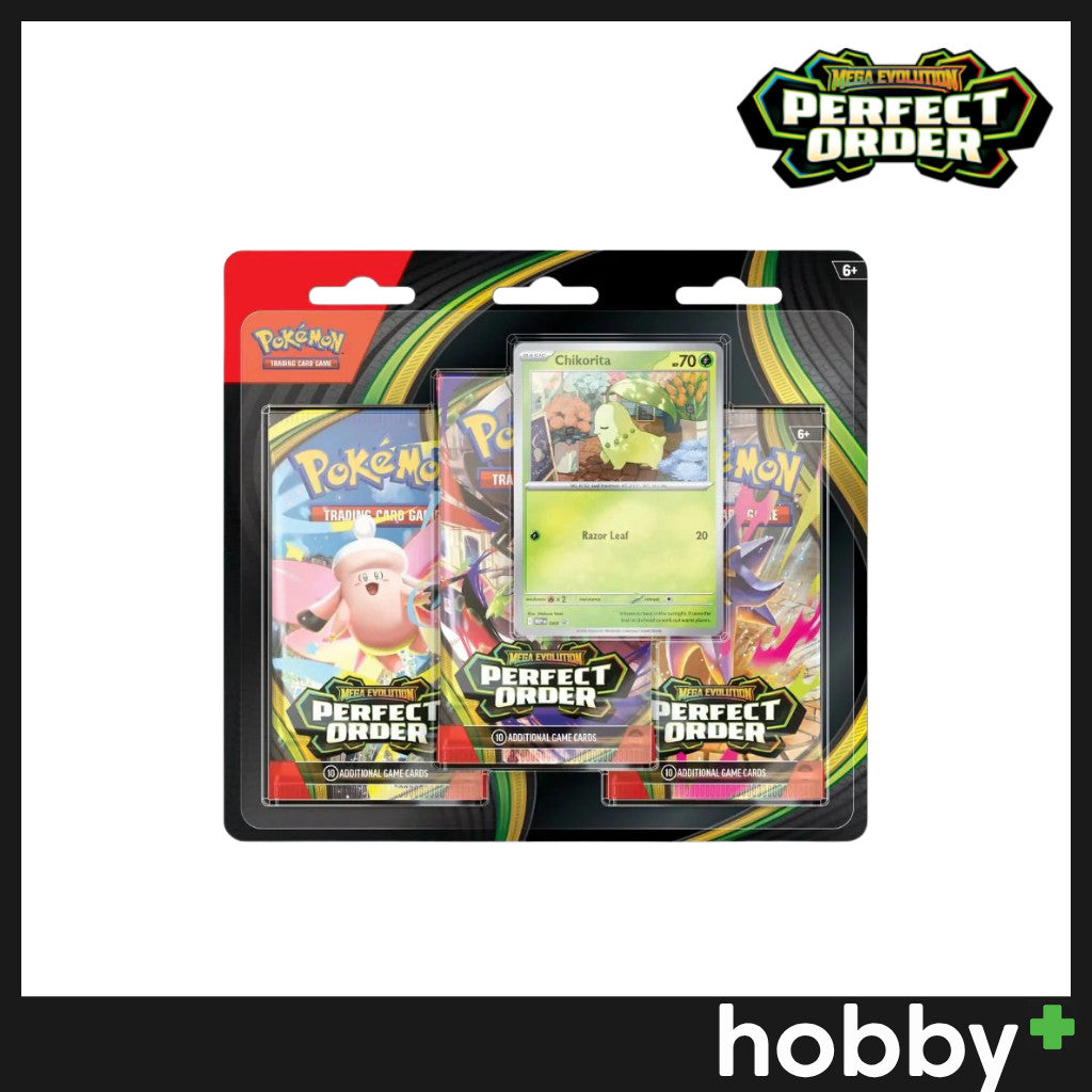 English Pokemon TCG ME03 Perfect Order 3 Pack Blister Chikorita